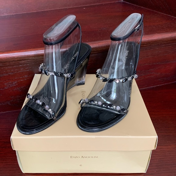 Vintage ENZO ANGIOLINI 8 1/2 in box wedge sandals - Picture 2 of 14